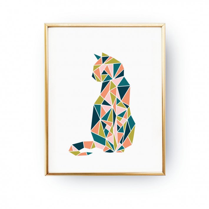 LOVELY POSTERS | GEOMETRIC CAT PRINT | | ポスター専門通販ストア