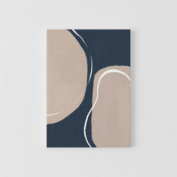 NOUROM | NAVY BLUE AND BEIGE WITH WHITE DETAILS #2 | CANVAS ART キャンバスアート パネル 木製