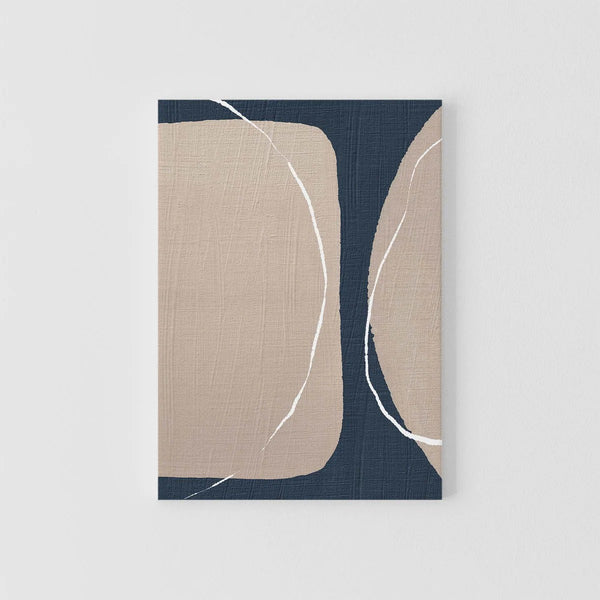 NOUROM | NAVY BLUE AND BEIGE WITH WHITE DETAILS #1 | CANVAS ART キャンバスアート パネル 木製