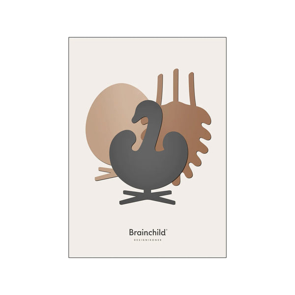 BRAINCHILD | EGG, PINE CONE, SWAN (light grey) | 50x70cm アートプリント/アートポスター