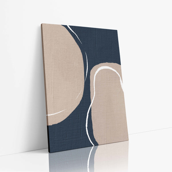 NOUROM | NAVY BLUE AND BEIGE WITH WHITE DETAILS #2 | CANVAS ART キャンバスアート パネル 木製
