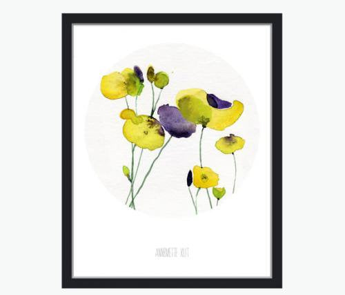 THE CLAY PLAY | YELLOW AND PURPLE POPPIES (no.088) | A3 アートプリント/ポスター