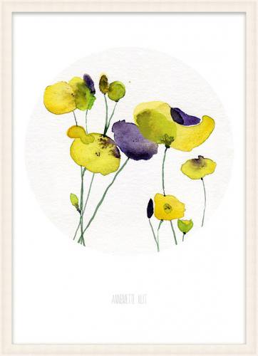 THE CLAY PLAY | YELLOW AND PURPLE POPPIES (no.088) | A3 アートプリント/ポスター