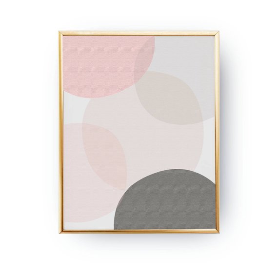 LOVELY POSTERS | PINK GRAY PASTEL CIRCLES PRINT | A3 アートプリント/ポスター