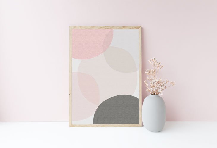 LOVELY POSTERS | PINK GRAY PASTEL CIRCLES PRINT | A3 アートプリント/ポスター