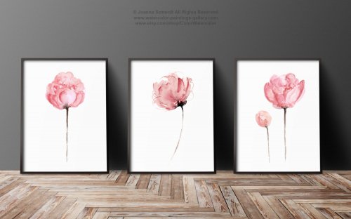 COLOR WATERCOLOR | Abstract Flower Peonies Art #1 | A4 アートプリント/ポスター