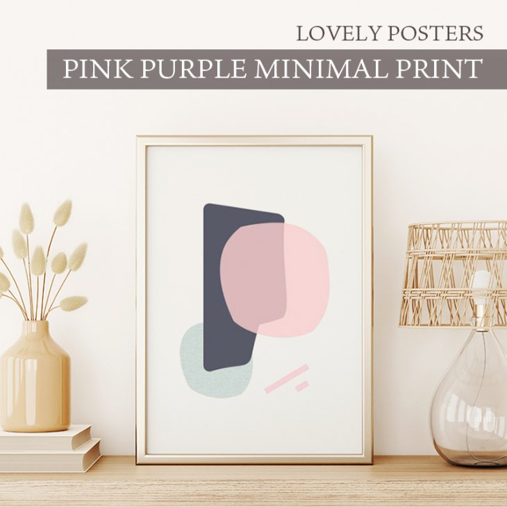 LOVELY POSTERS | PINK PURPLE MINIMAL PRINT | A3 アートプリント/ポスター