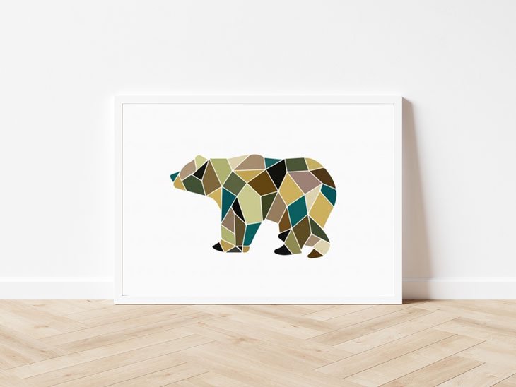 LOVELY POSTERS | GEOMETRIC BEAR PRINT | A3 アートプリント/ポスター