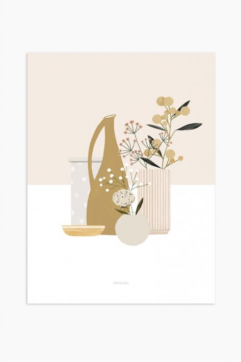 MICUSH | POTTERY AND FLOWERS ART PRINT (blush) (AP117) | アートプリント/ポスター (30x40cm)