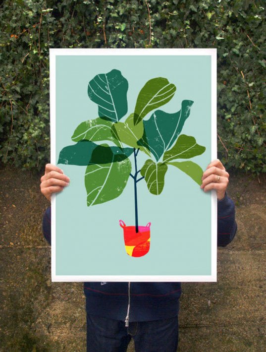 ANEK | Fiddle Leaf Fig Tree (green) Art Poster | アートプリント/ポスター (50x70cm)【北欧 カフェ レストラン インテリア おしゃれ】