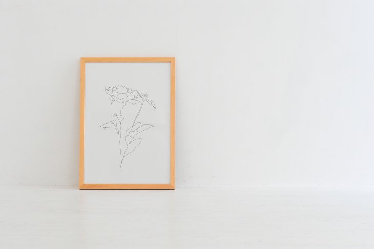 LOVELY POSTERS | PEONY LEAVES ONE BUD PRINT | A3 アートプリント/ポスター【北欧 シンプル おしゃれ】