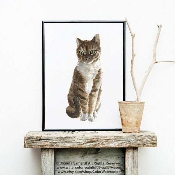 【ネコポス送料無料】COLOR WATERCOLOR | Tabby Domestic Cat Print | A4 アートプリント/ポスター