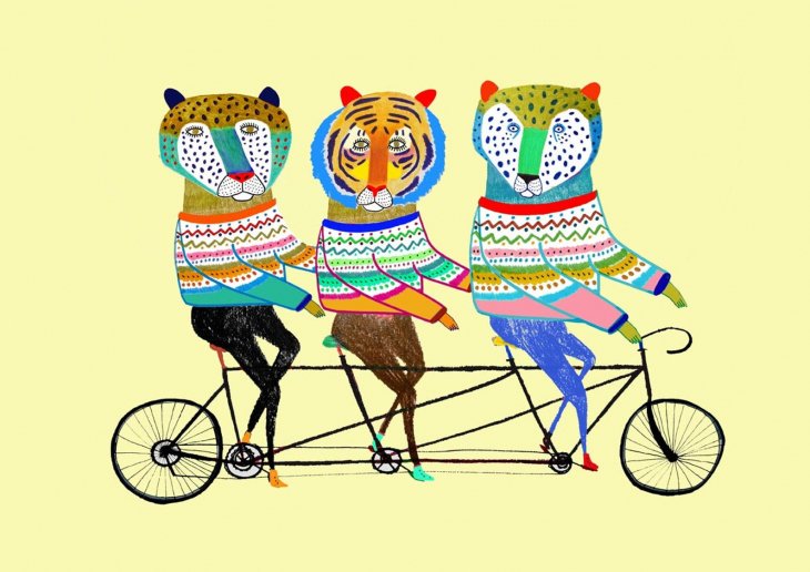 ASHLEY PERCIVAL | TANDEM BIKE ANIMALS | A3 ポスター/アートプリント