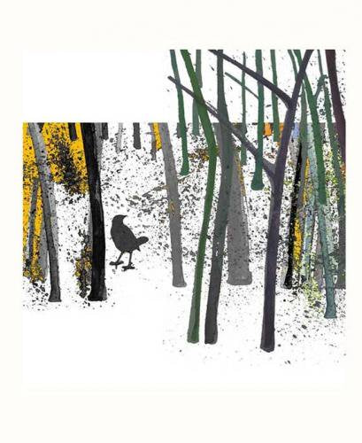 【ネコポス送料無料】LOUISE ART STUDIO | BIRD IN THE WOODS I | ポスター/アートプリント (brown) (8x10")【北欧 アブストラクト 水彩】
