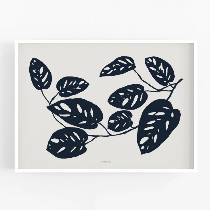 MICUSH | BOTANICAL SILHOUETTE - MONSTERA OBLIQUA ART PRINT (AP151) | アートプリント/ポスター (30x40cm)