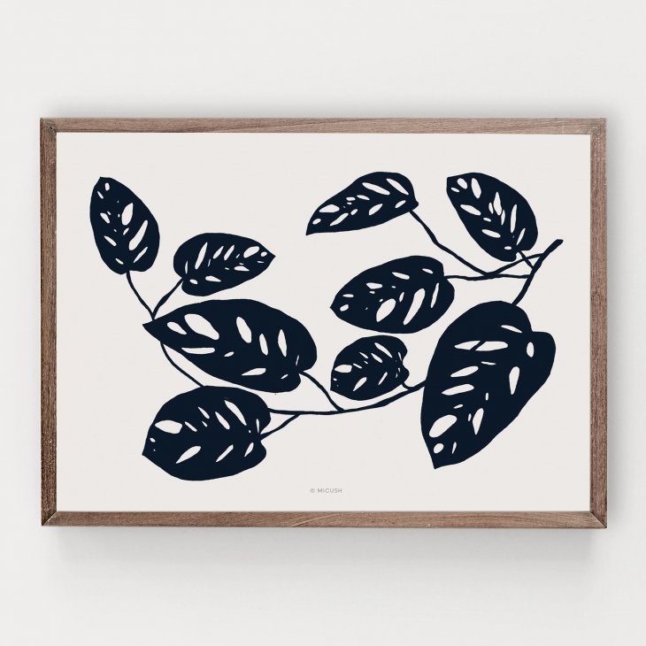 MICUSH | BOTANICAL SILHOUETTE - MONSTERA OBLIQUA ART PRINT (AP151) | アートプリント/ポスター (30x40cm)