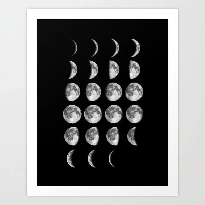 THE MOTIVATED TYPE | PHASES OF MOON PRINT | A3 アートプリント/ポスター【タイポグラフィ ブラック】