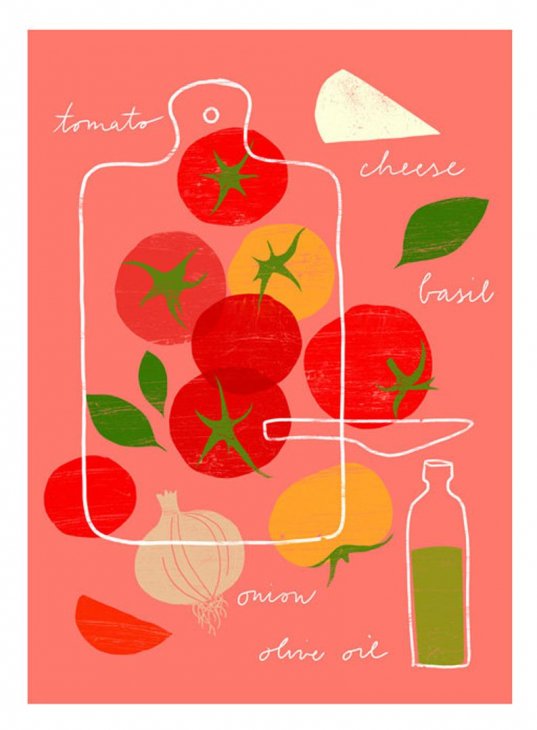 ANEK | Tomato Salad Recipe Poster | アートプリント/ポスター (50x70cm)【北欧 カフェ レストラン インテリア おしゃれ】