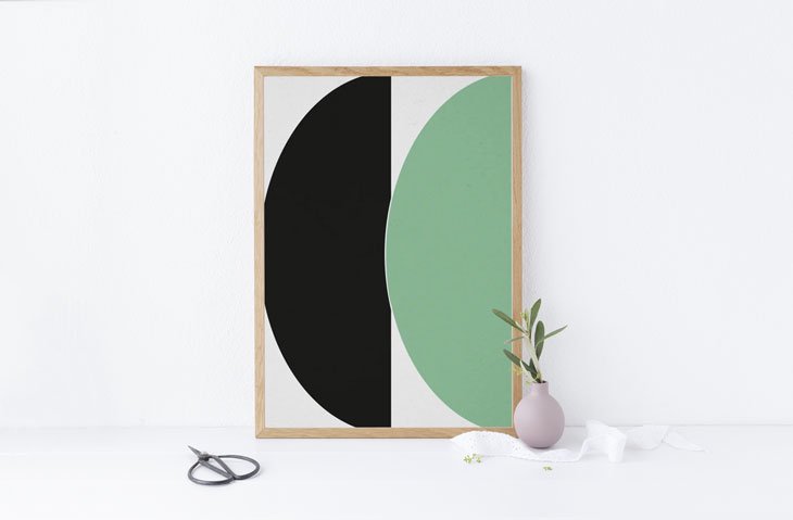 PAPER COLLECTIVE | HALF CIRCLES 3 - GREEN/BLUE | アートプリント/アートポスター (30x40cm)【北欧 シンプル インテリア おしゃれ】