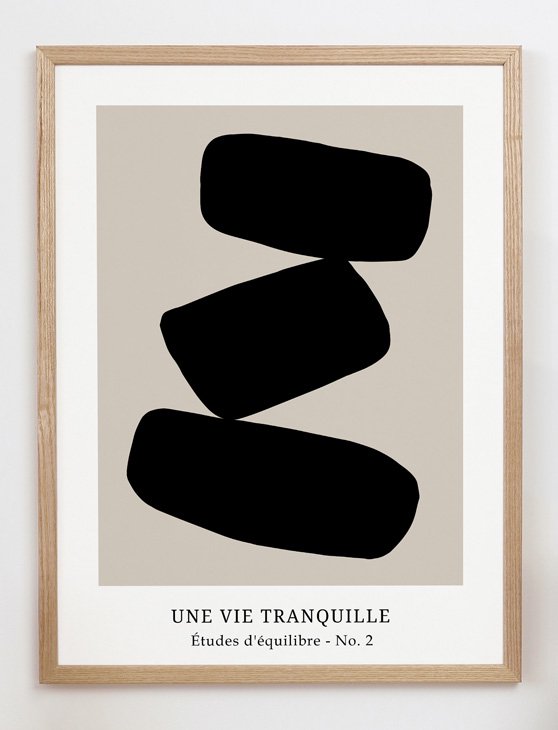 CARO CARO PRINTS | Black & Beige Scandinavian Art Print (GMTC-3501) | アートプリント/アートポスター (30x40cm) 北欧