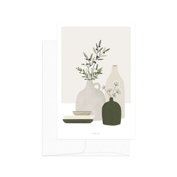 MICUSH | POTTERY AND FLOWERS - OLIVE BRANCH | グリーティングカード 封筒付き (10x15 cm) 北欧 インテリア おしゃれ