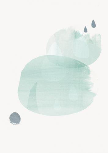 AMMIKI | ABSTRACT ORGANIC SHAPES - CIRCLES, RAIN | A3 アートプリント/ポスター (soft green)