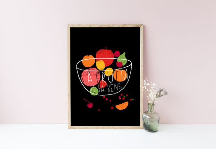 ANEK | LA FRUTTA - FRUIT ART (black) | アートプリント/ポスター (50x70cm)【北欧 カフェ レストラン インテリア おしゃれ】