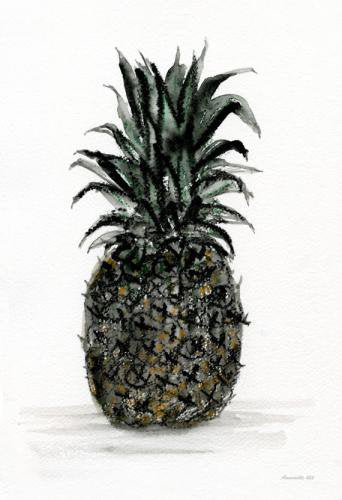 THE CLAY PLAY | WATERCOLOR PINEAPPLE (no.458) | A3 アートプリント/ポスター