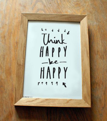 OLD ENGLISH CO. | THINK HAPPY BE HAPPY PRINT (BLACK/WHITE BACKGROUND) | A4 アートプリント/ポスター