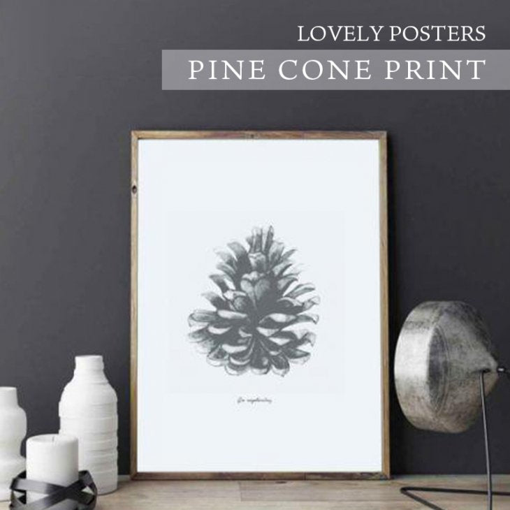 LOVELY POSTERS | PINE CONE PRINT | A3 アートプリント/ポスター インテリア 北欧 かっこいい 人気 レトロ モダン 白黒 モノクロ モノトーン