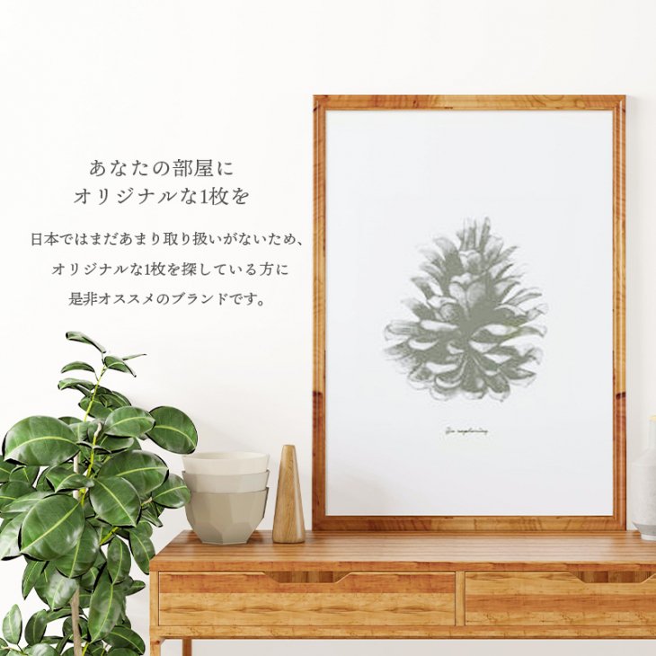 LOVELY POSTERS | PINE CONE PRINT | A3 アートプリント/ポスター インテリア 北欧 かっこいい 人気 レトロ モダン 白黒 モノクロ モノトーン