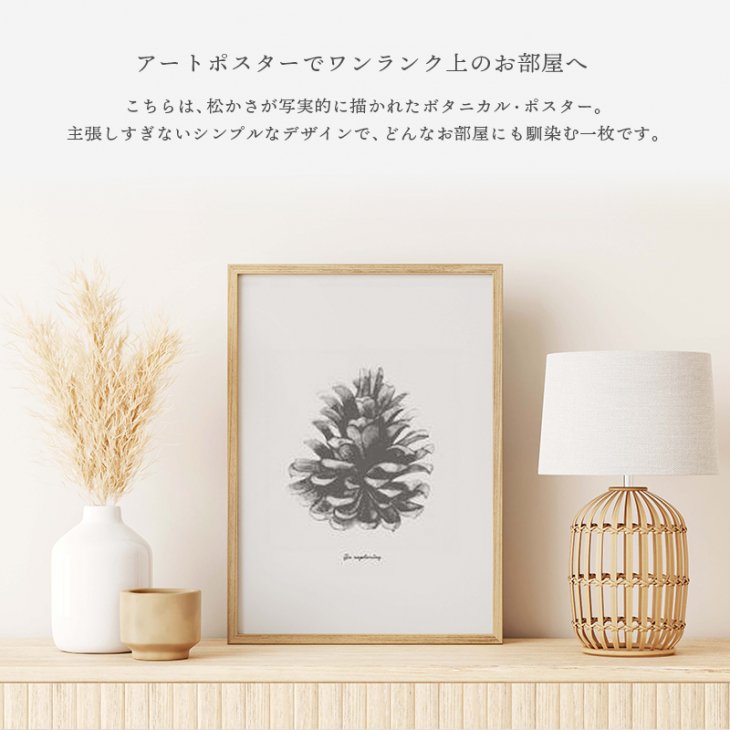 LOVELY POSTERS | PINE CONE PRINT | A3 アートプリント/ポスター インテリア 北欧 かっこいい 人気 レトロ モダン 白黒 モノクロ モノトーン