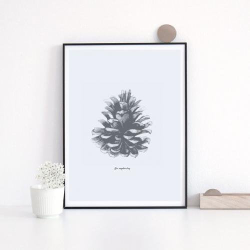 LOVELY POSTERS | PINE CONE PRINT | A3 アートプリント/ポスター インテリア 北欧 かっこいい 人気 レトロ モダン 白黒 モノクロ モノトーン