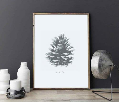 LOVELY POSTERS | PINE CONE PRINT | A3 アートプリント/ポスター インテリア 北欧 かっこいい 人気 レトロ モダン 白黒 モノクロ モノトーン